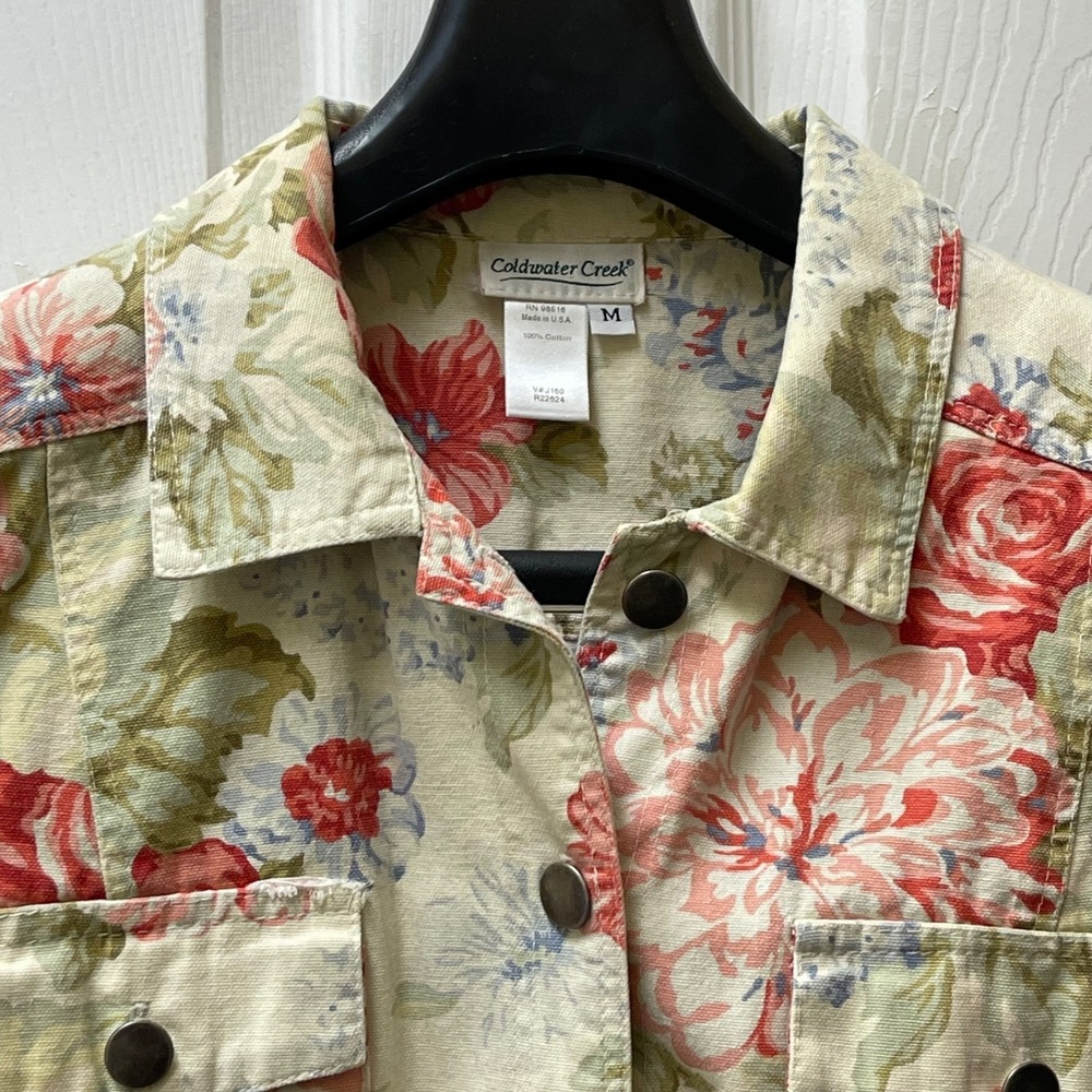 Vintage Coldwater Creek Med Floral Tapestry Jacket Cottagecore Cropped Boho 90's - Picture 3 of 13